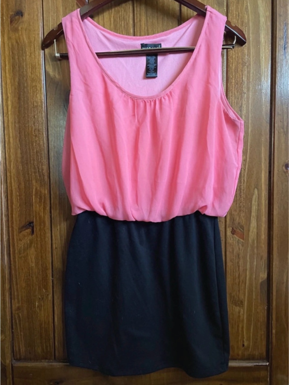 Wet Seal Pink Blouson Top with Black Skirt Mini Dress